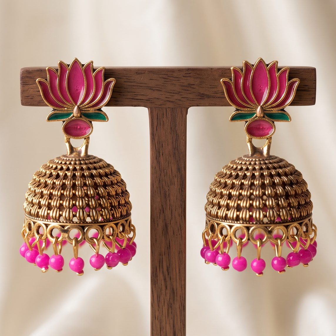 Pink Lotus Jhumka